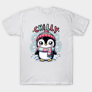 Kawaii Chilly Penguin: Snowy Scarf Hug T-Shirt